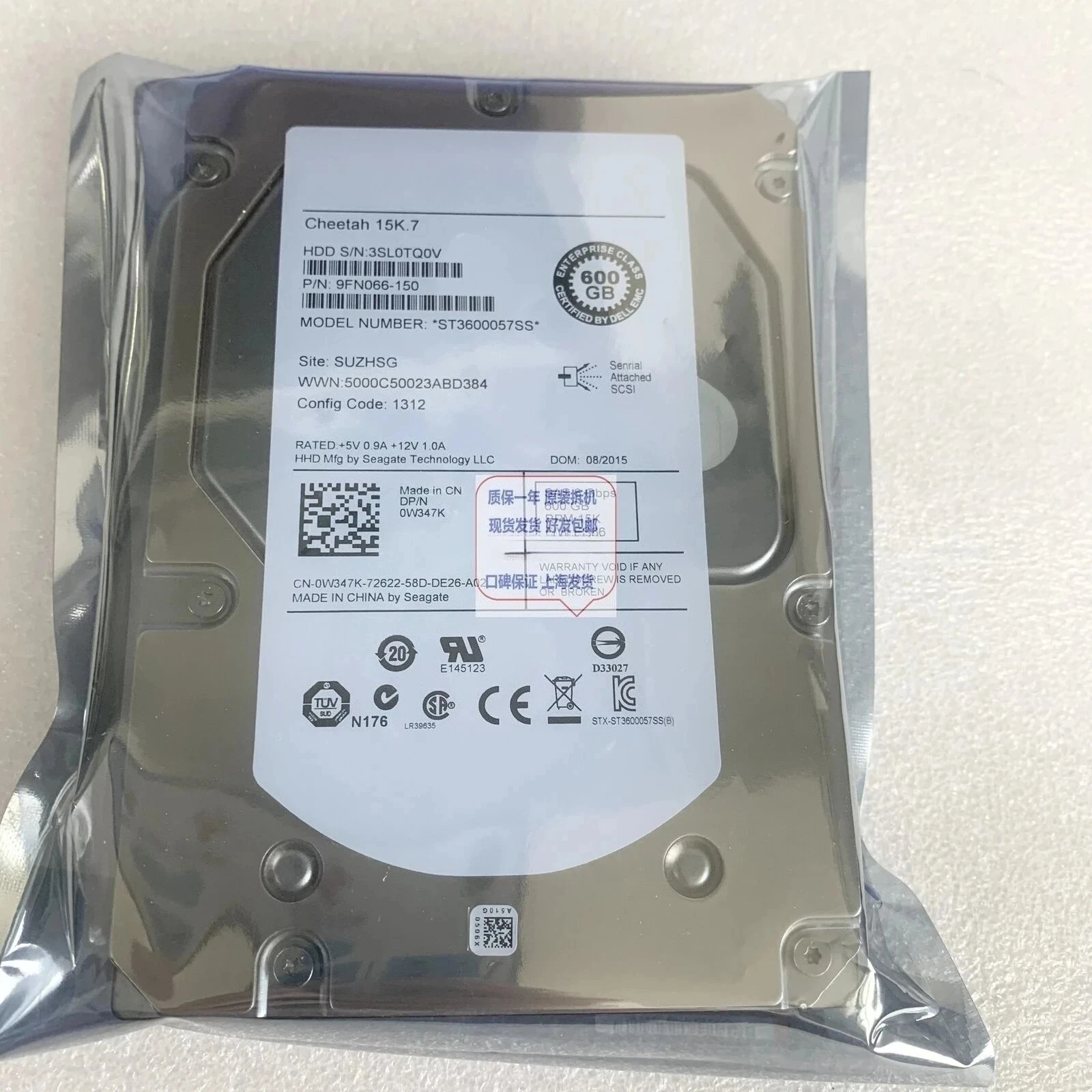 

Used 9NF066-150 ST3600057SS 0W347K 600GB SAS 6G 15K