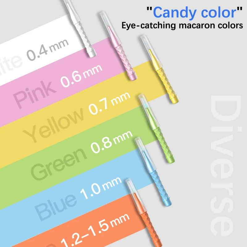 Cepillo de limpieza Interdental de varios tamaños, palo de dientes portátil, herramienta de cuidado de la salud bucal, Limpieza de dientes, residuos de alimentos, 0,4-1,5mm