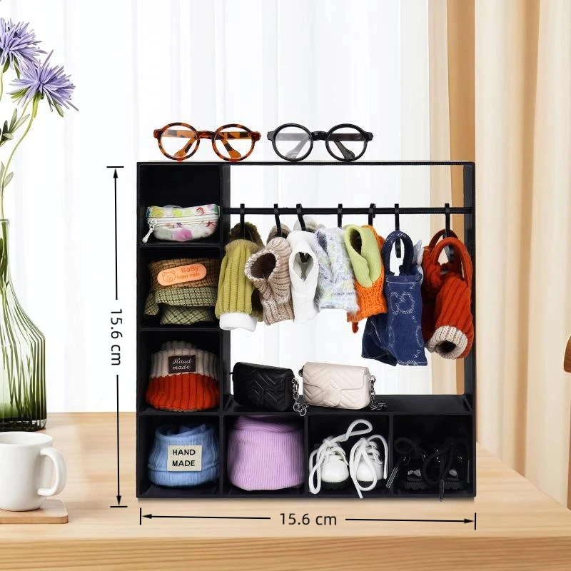 

Large Capacity Doll Clothes Closet - Portable Design with 10 Hangers | Durable Cute Display Stand for Figures, Clothes Storage