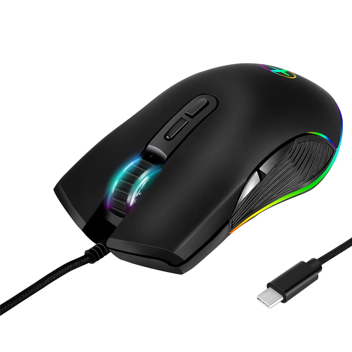 Souris filaire ergonomique USB Type-C, accessoire optique de jeu RVB