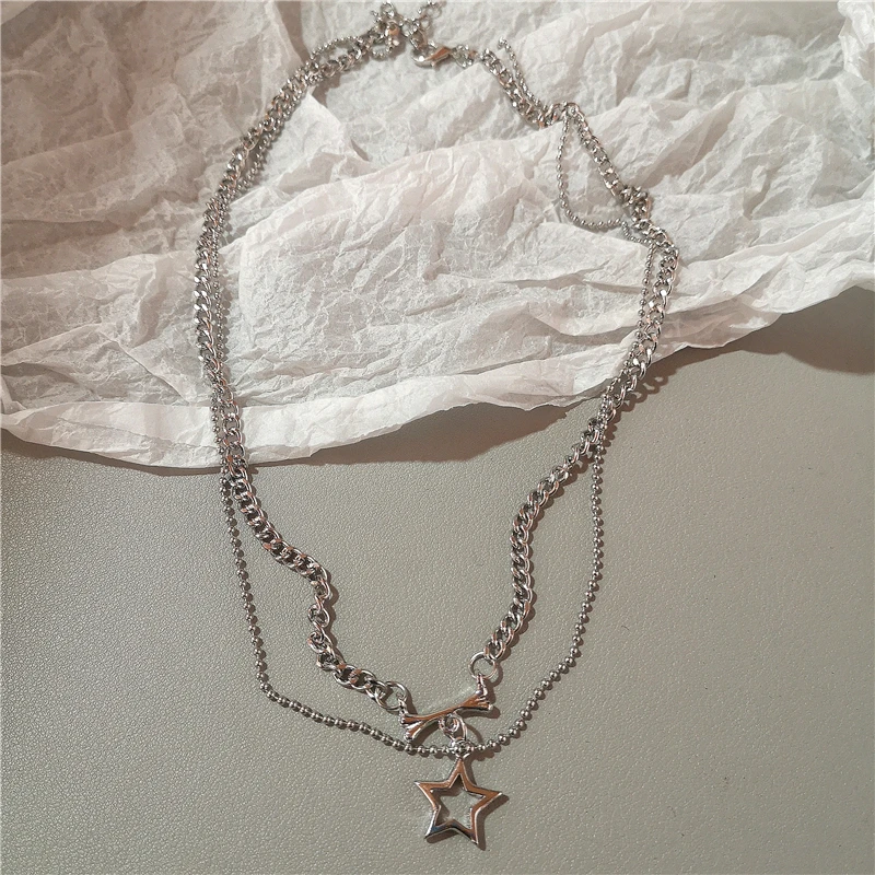 Gothic Dark Style Metall Flügel Stern Kreuz Dornes Herz Anhänger Halskette Y2K Personalisierte Kreative Punk Frauen Männer Charm Schmuck – Detail 7