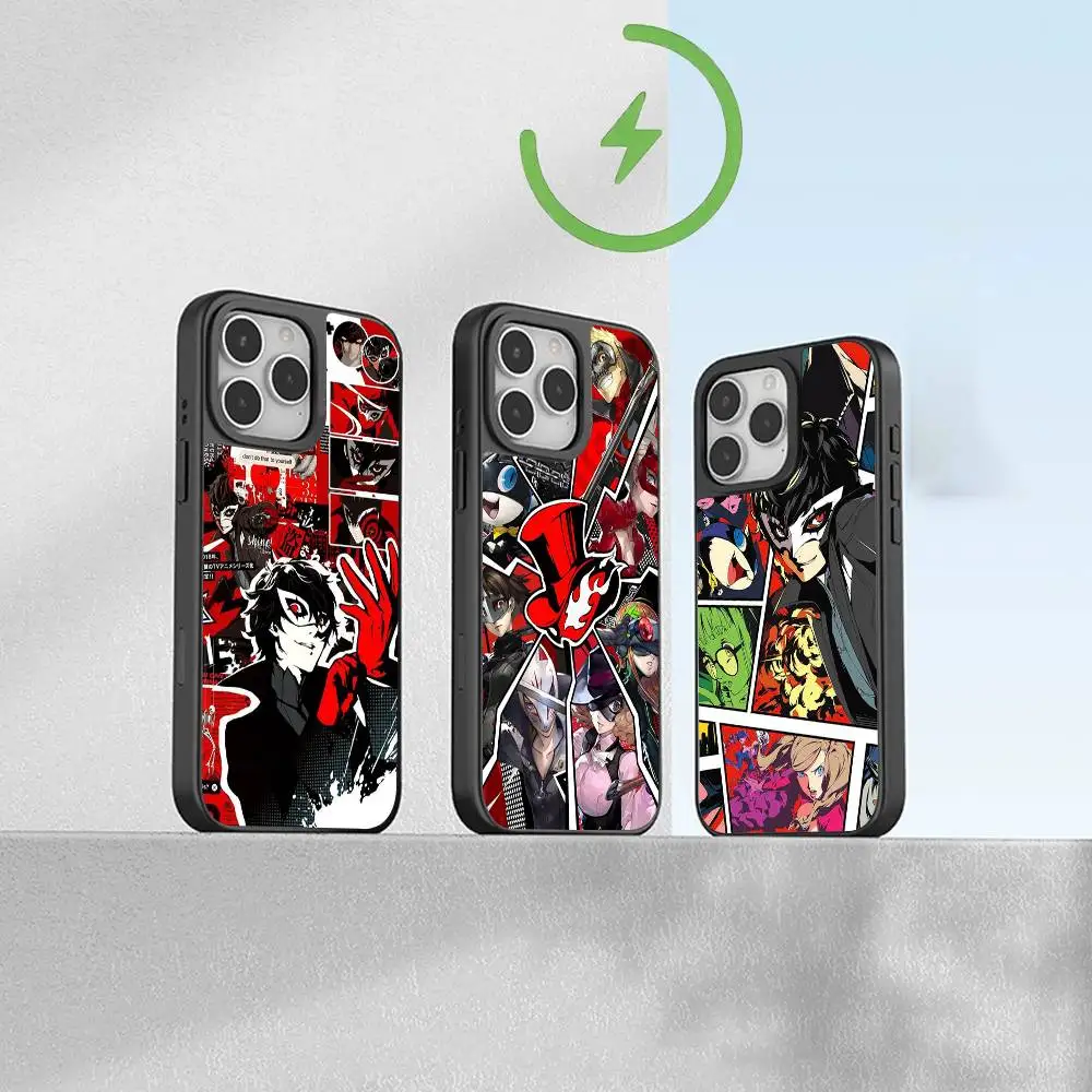 Game P-Persona 5 Cool Magnetic Charging Cover Phone Case For IPhone 17 16 14 13 12 11 15 Pro Max For Magsafe Wireless