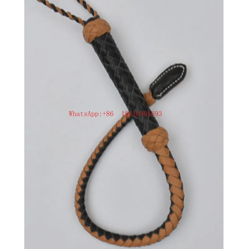 Cowhide Two-color Horsewhip, Self-defense Red Horse Riding Special Small Leather Whip