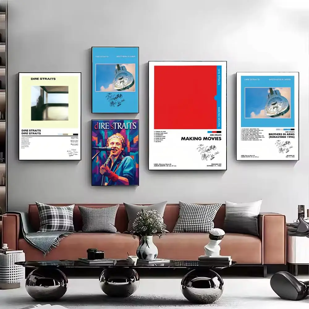 Rock poster D-Dire Straits Poster HD Wall Art Aesthetic Home Decor for Living Room Bedroom Café Office Stylish Gift