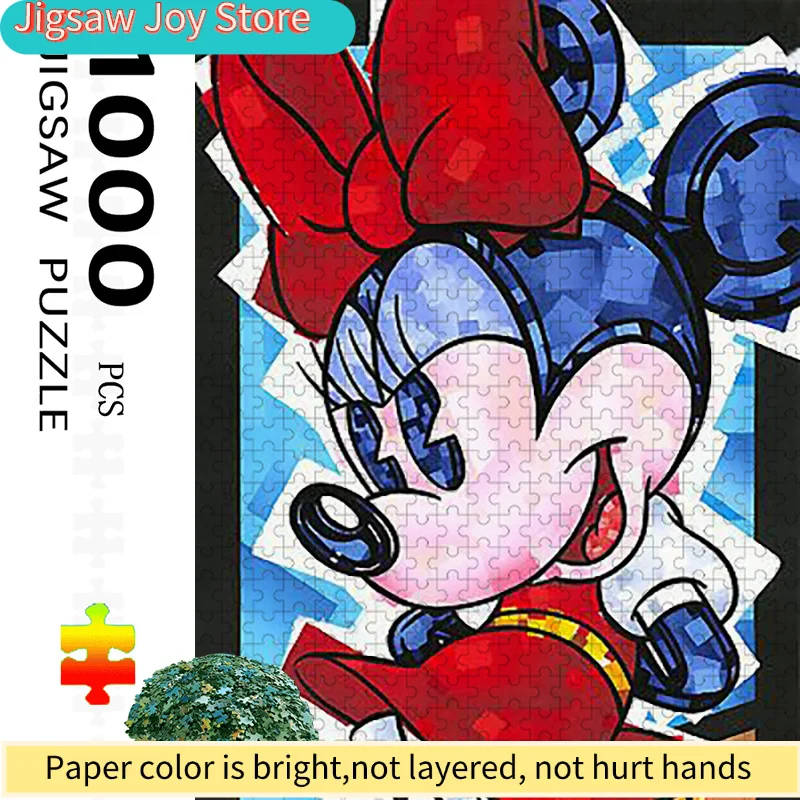 

Пазл с красочным изображением Минни Мауса от Disney, для семейного отдыха и веселого времяпровождения, яркий абстрактный дизайн, с изображением Минни Мауса