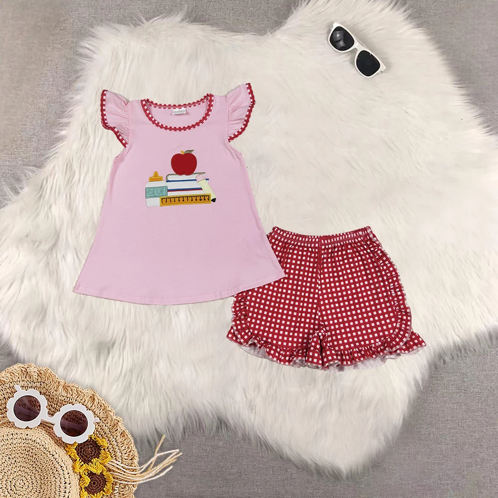 

8,18 летние наряды для маленьких девочек, туника с рюшами и шортами с вышивкой для маленьких девочек, туника, комплекты шорт с рюшами