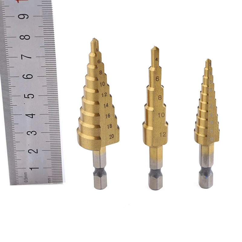 Professional  Hexagon Shank  Step Drill Bit  Sets Alloy Compatible For Punching