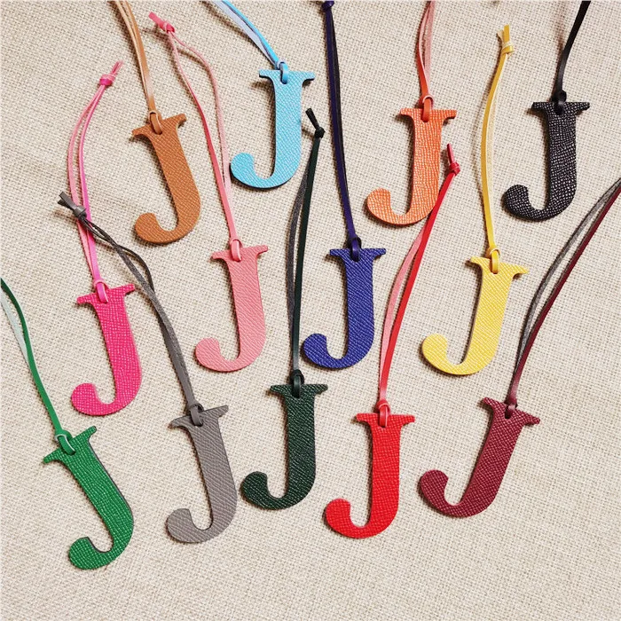 English Letter H I J K L M N Alphabet Cowhide Pu Leather Name Initial Capital Keychain Pendant Women Bag Accessories Charm