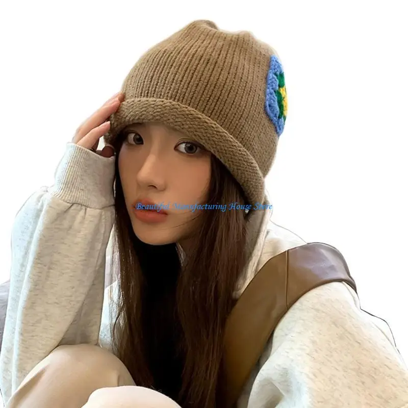 

E56A Handwoven Slouchy Beanie Hat Photo Cap Breathable Knitted Hat for Teenager Girl