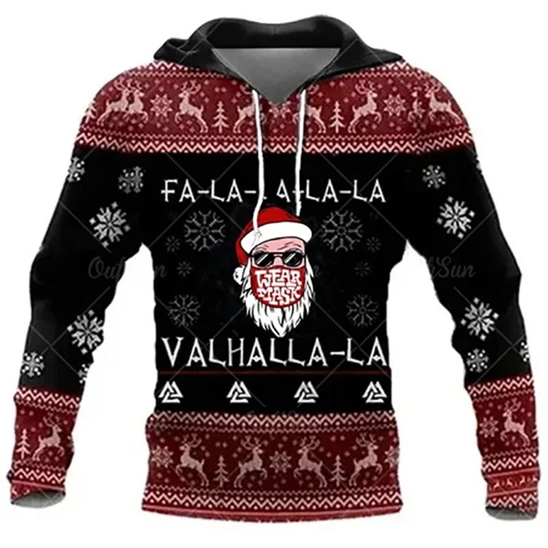 

Christmas Harajuku Men's Hoodies Funny 3D Santa Claus Print Sweatshirts For Men Autumn and Winter Oversized Pullover Fashion Top