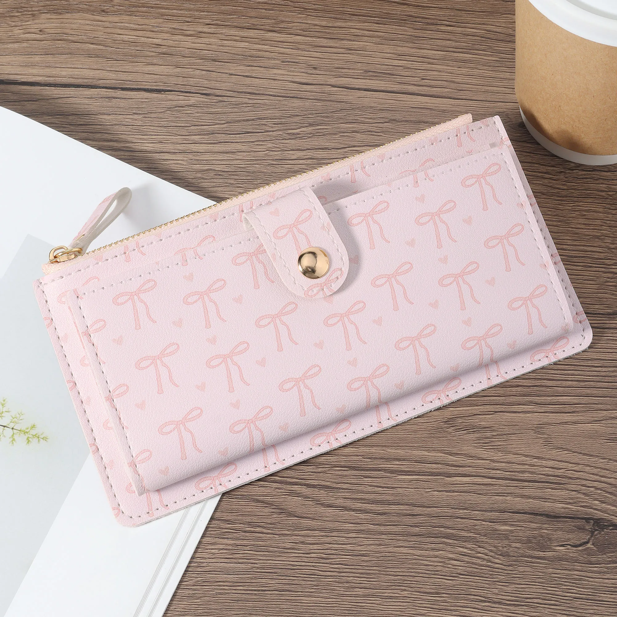 Women's long wallet, coin wallet, multi card slot function wallet, elegant folding wallet for women, with card slot and zipper p
