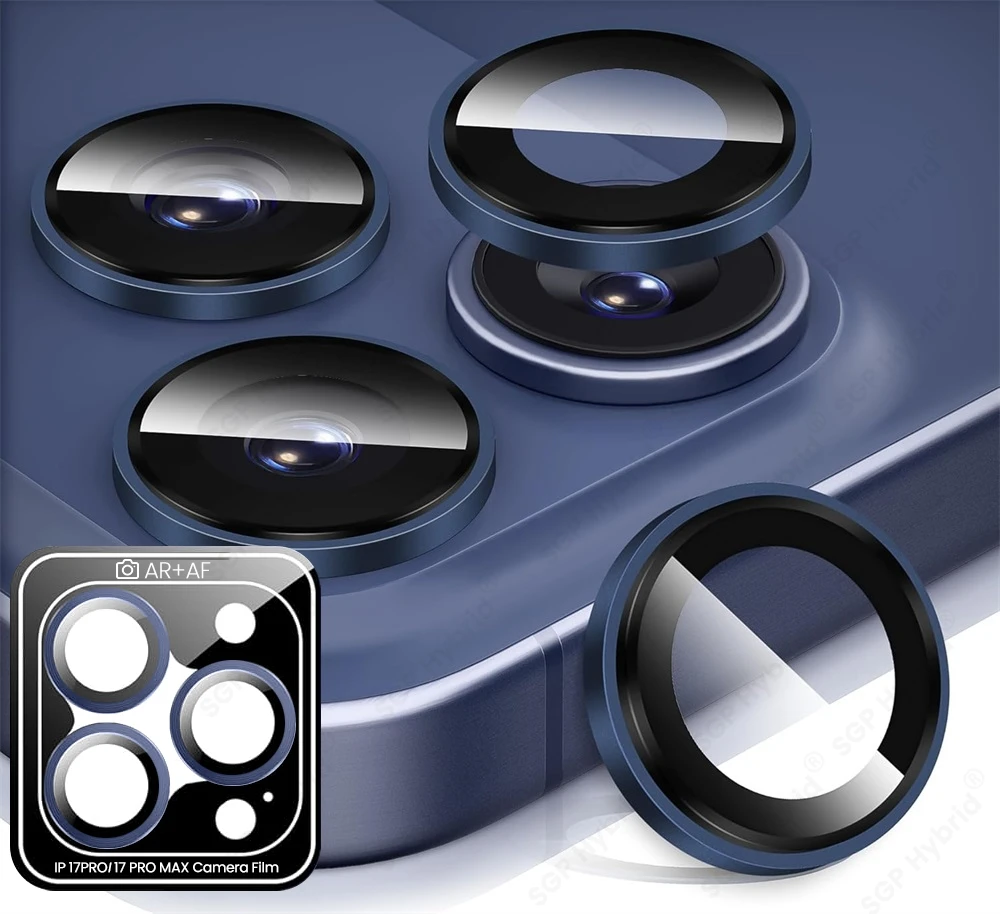 1-3Pcs Metal Camera Ring Protector Cap For IPhone 17 Pro Max 16 Pro Max 14 Plus AR+AF HD Rear Lens Glass With Mounting Support