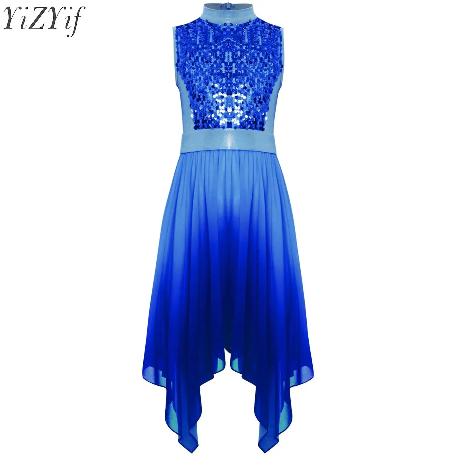 

Kids Girls Ballet Leotard Dress Church Liturgical Worship Praise Dance Dress Lyrical Contemporary Sleeveless Sequins Dancewear