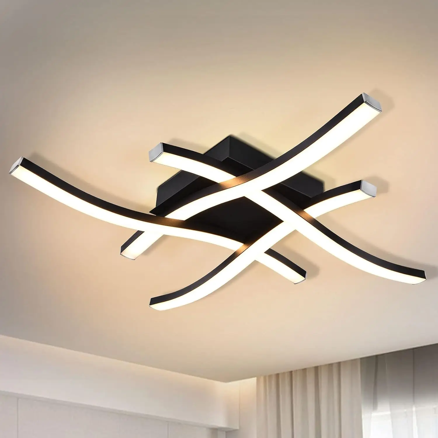 

Modern LED Ceiling Light Fixture Curved Wave Ceiling Lamp for Bedroom, Kitchen, Hallway, Foyer Library Dining Room Ceiling Lamp