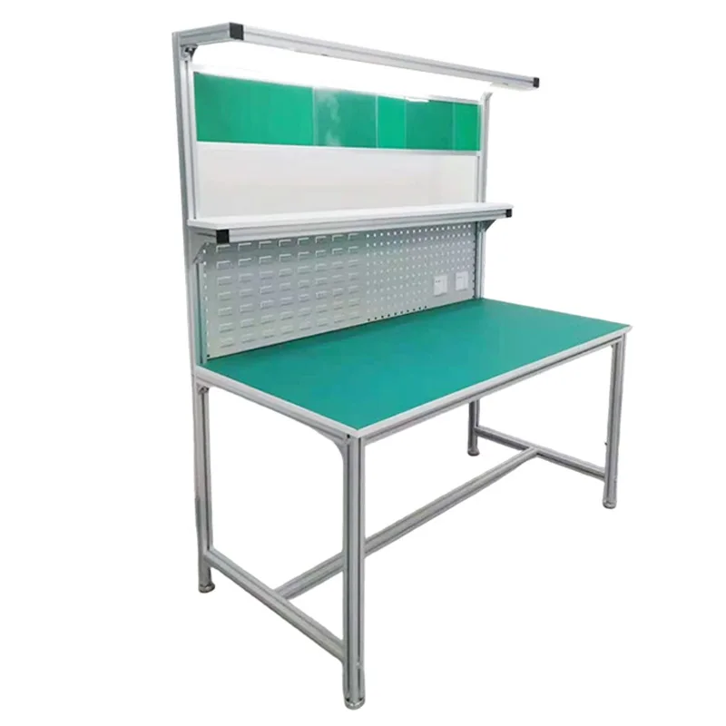 Anti-static Single-sided Workbench with Lights Factory Workshop Production Line Operation Aluminum Profile Packaging Table