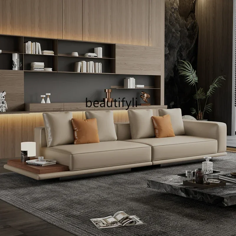 

Leather sofa special-shaped modern light luxury large flat-floor large-apartment sofa