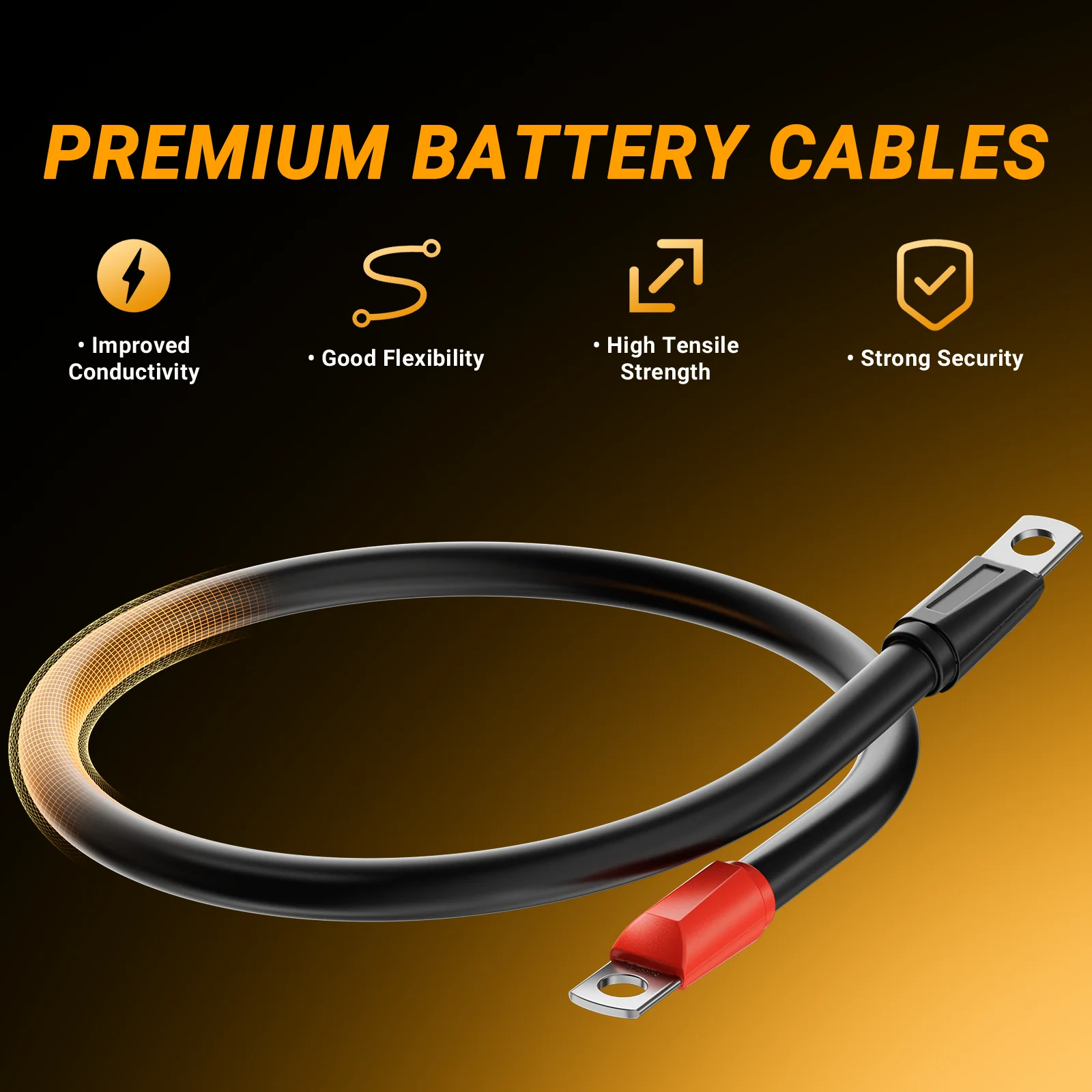超長純銅ワイヤーラグ、バッテリーケーブルセットはezgo94-upメダリストtxtに適合、6面高圧配線、4ゲージ