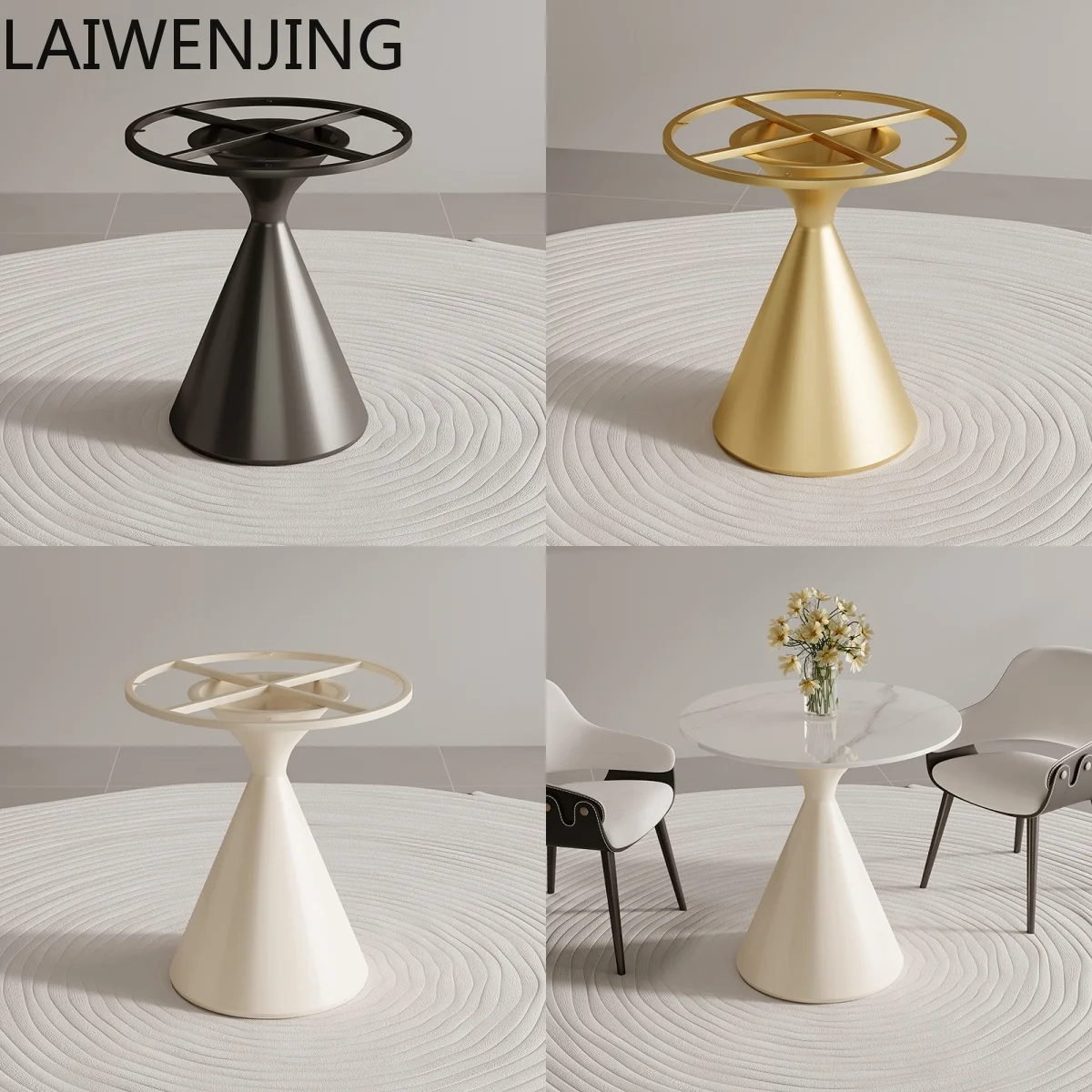

MJY Metal Marble Stand Balcony Rock Plate Table Legs Coffee Side Round Table