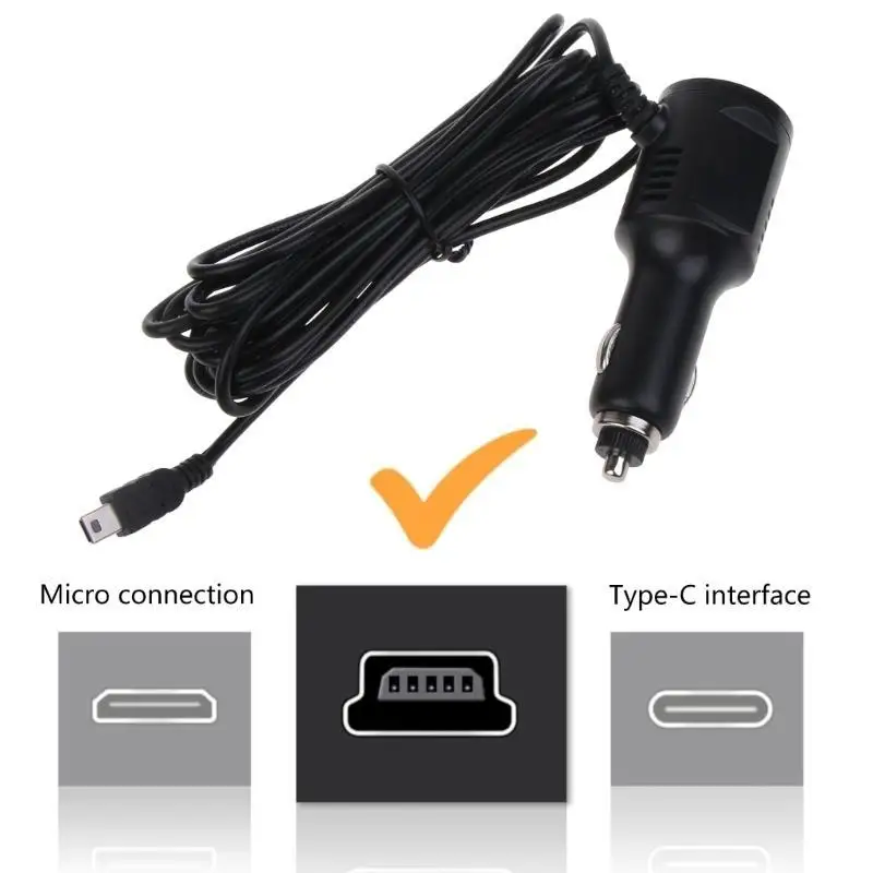 652F USB Power Cable Vehicle Charging Adapter with Power Switch Mini USB Charger-Power Cord for GPS Navigation Car