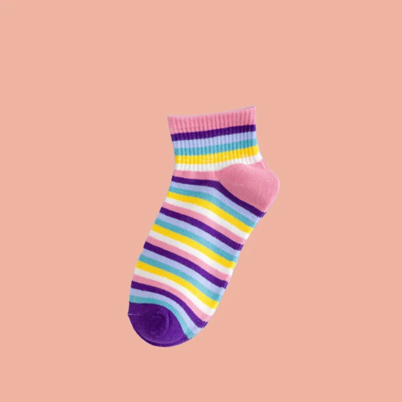 

3/6 Pairs Women's Trendy Short Socks Autumn Winter Mid-tube Socks Casual Sweet Cotton Socks Creative Fruit Stripes Women's Socks