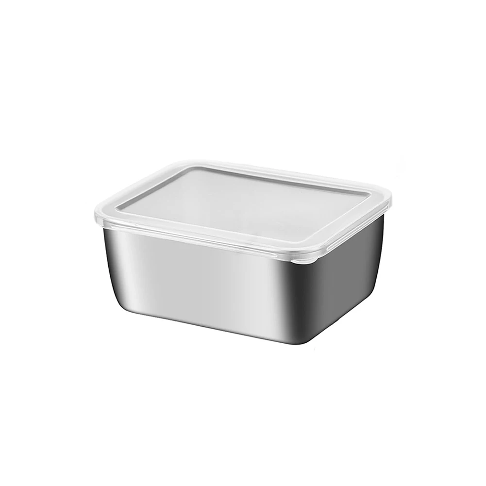 Stainless Steel Snack Container with Lids Rectangle Airtight Food Storage Container Preservation Bento Food Box Picnic Tools