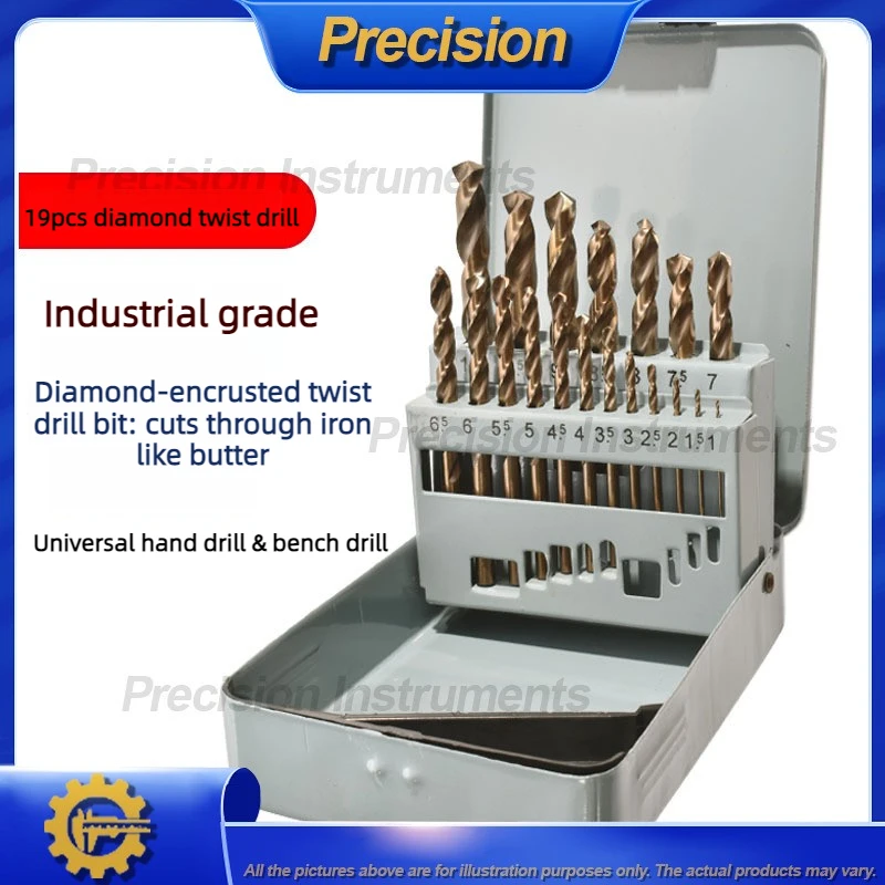 

2026 HSS Cobalt Twist Drill Bits Set 19pcs High Speed Steel Jobber Length Drills for Metal Wood Cutting Precision Tools in
