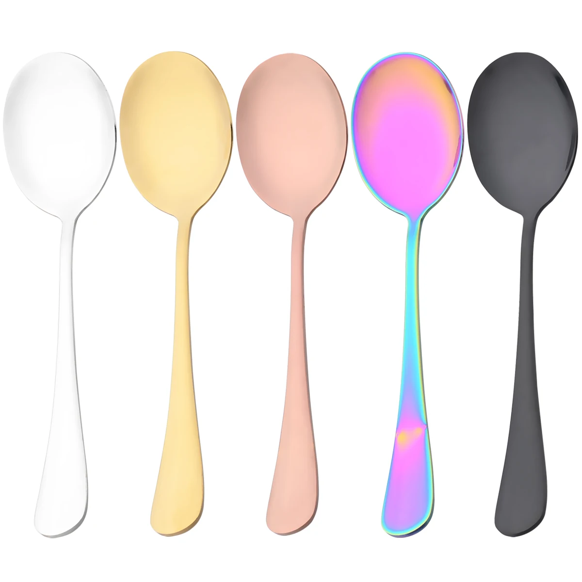 

Colorful Dinner Spoon Salad Serving Spoon Set Western Stainless Steel Cutlery Set Unique Service Spoon Kitchen Table Accessories