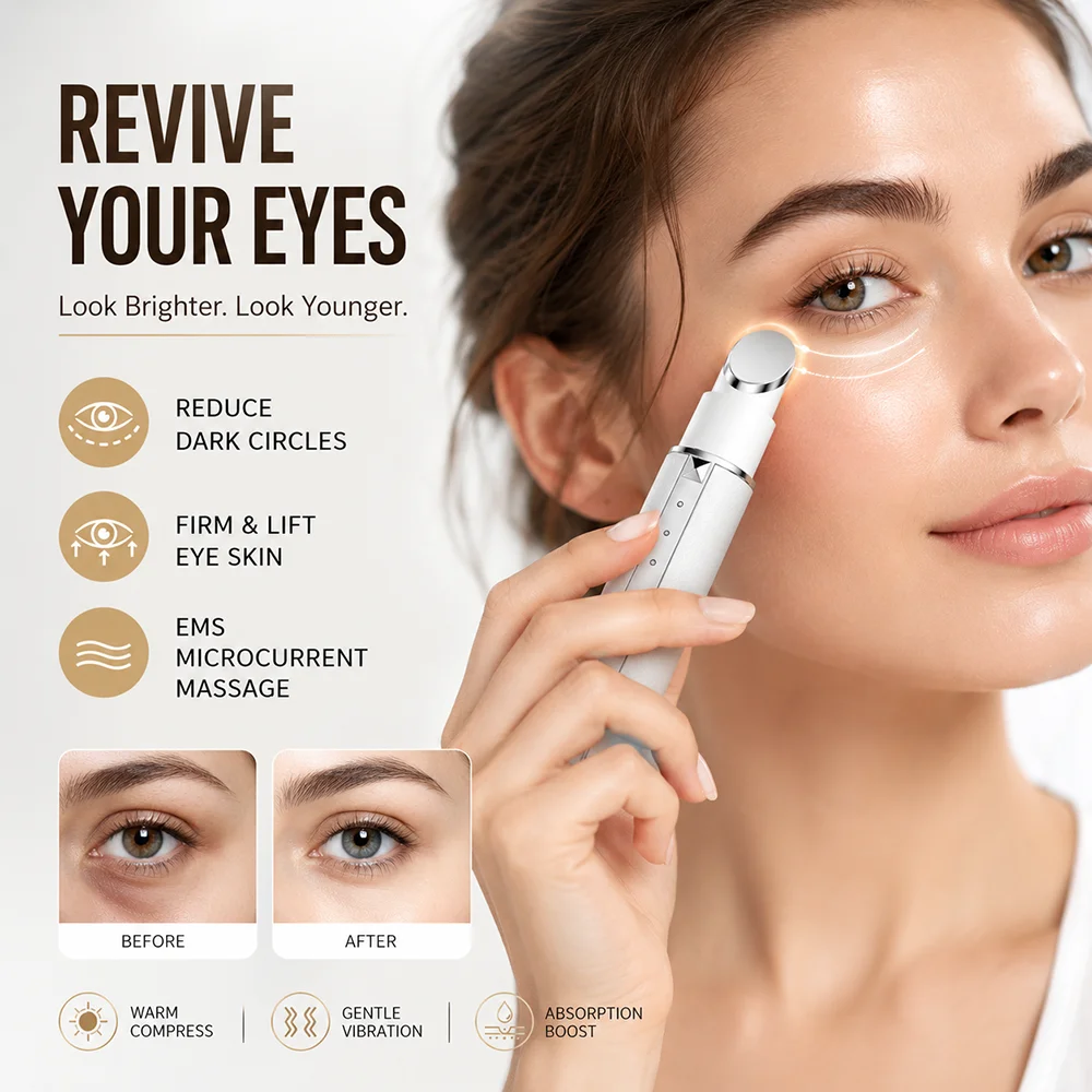 

KSKIN Electric Eye Massager Vibration Wrinkle Anti-Ageing Eye Massage Dark Circle Removal EMS Beauty Face Eye Care Pen