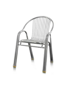 Thickened Reinforced Stainless Steel Chair Armchair Household Metal Outdoor Balcony Dining Chair Single Armrest Casual Seat