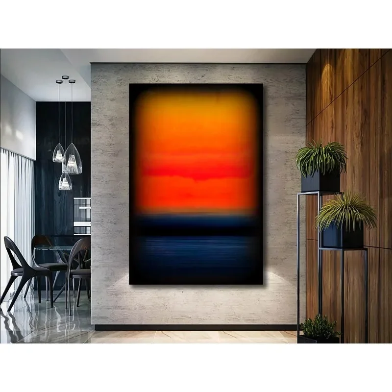 علامة فنية حديثة بسيطة على الحائط روثكو ، ملصق مطبوع باللون الأزرق البرتقالي عالي الدقة على القماش ، لوحة زخرفية لغرفة المعيشة وغرفة النوم