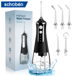 Schoben-電気口腔洗浄器、オリジナルの水flosser、1分あたり1400回、5つのノズル