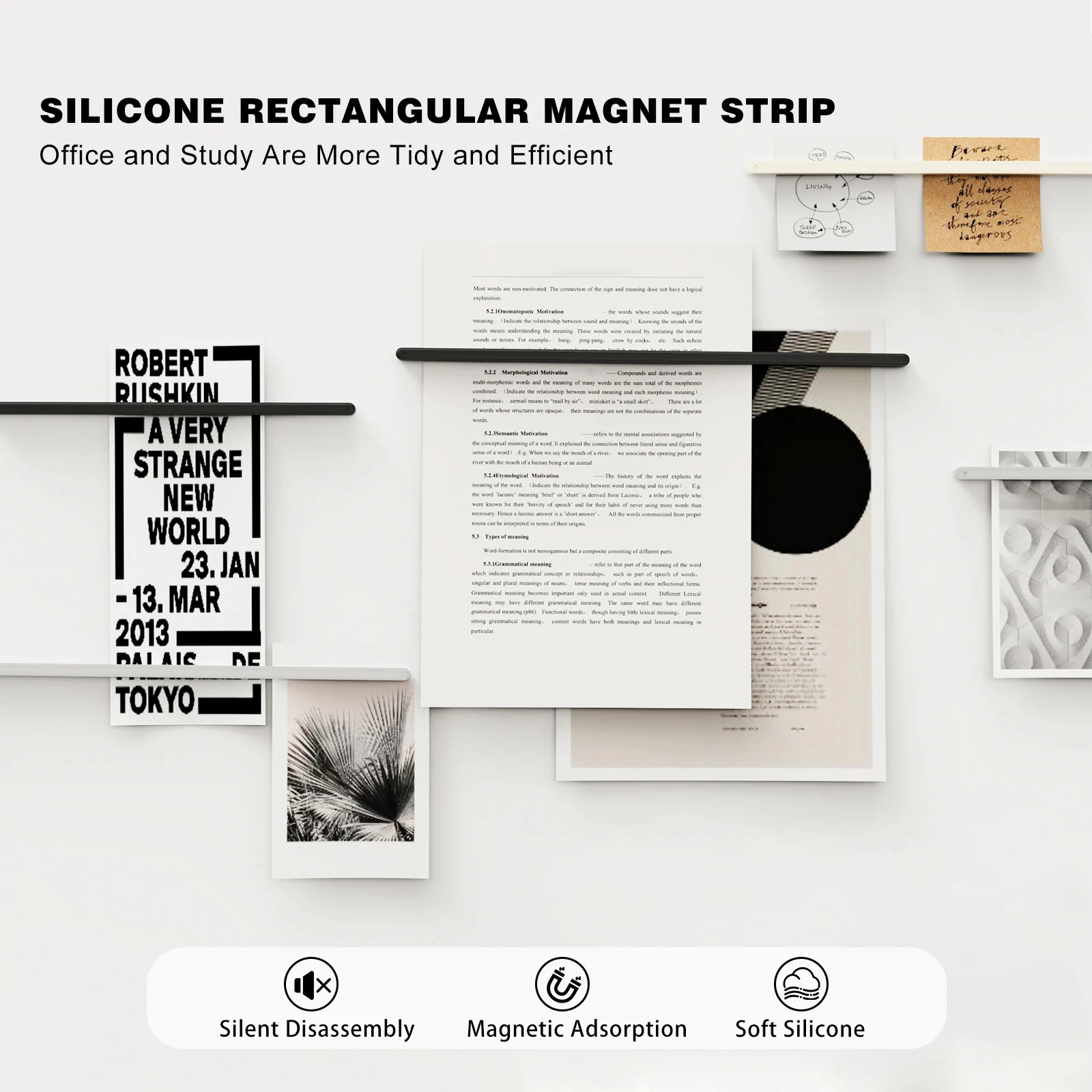 Silicone Rectangular Fridge Magnets, Flexible Waterproof Magnets，for Kitchen、Refrigerator、Whiteboard、Metal board、Office、Lockers view 2