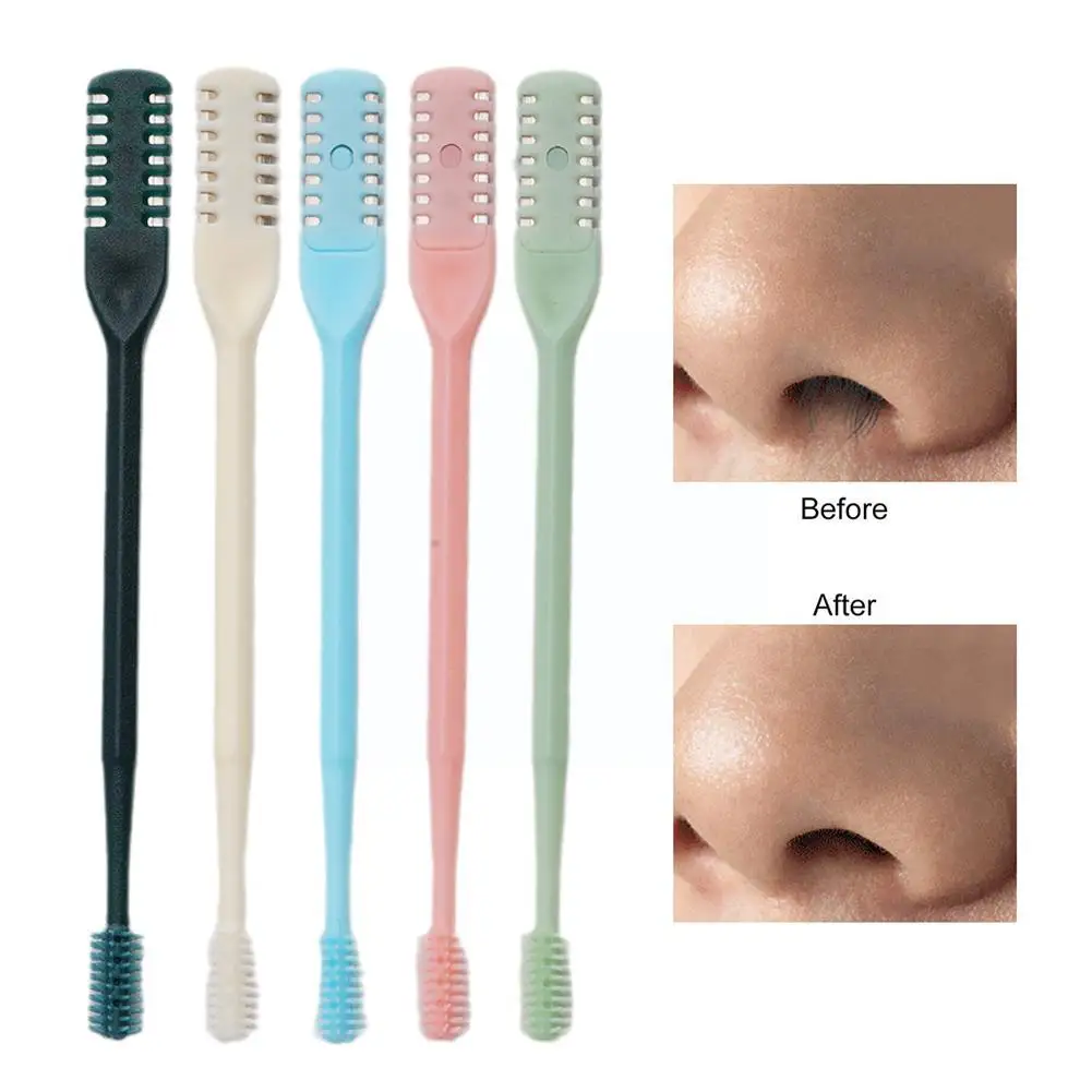 

Нож для удаления волос в носу с двумя головками, нож для чистки волос в носу, вращение на 360 градусов для обрезки, прозрачный Storag O2I0