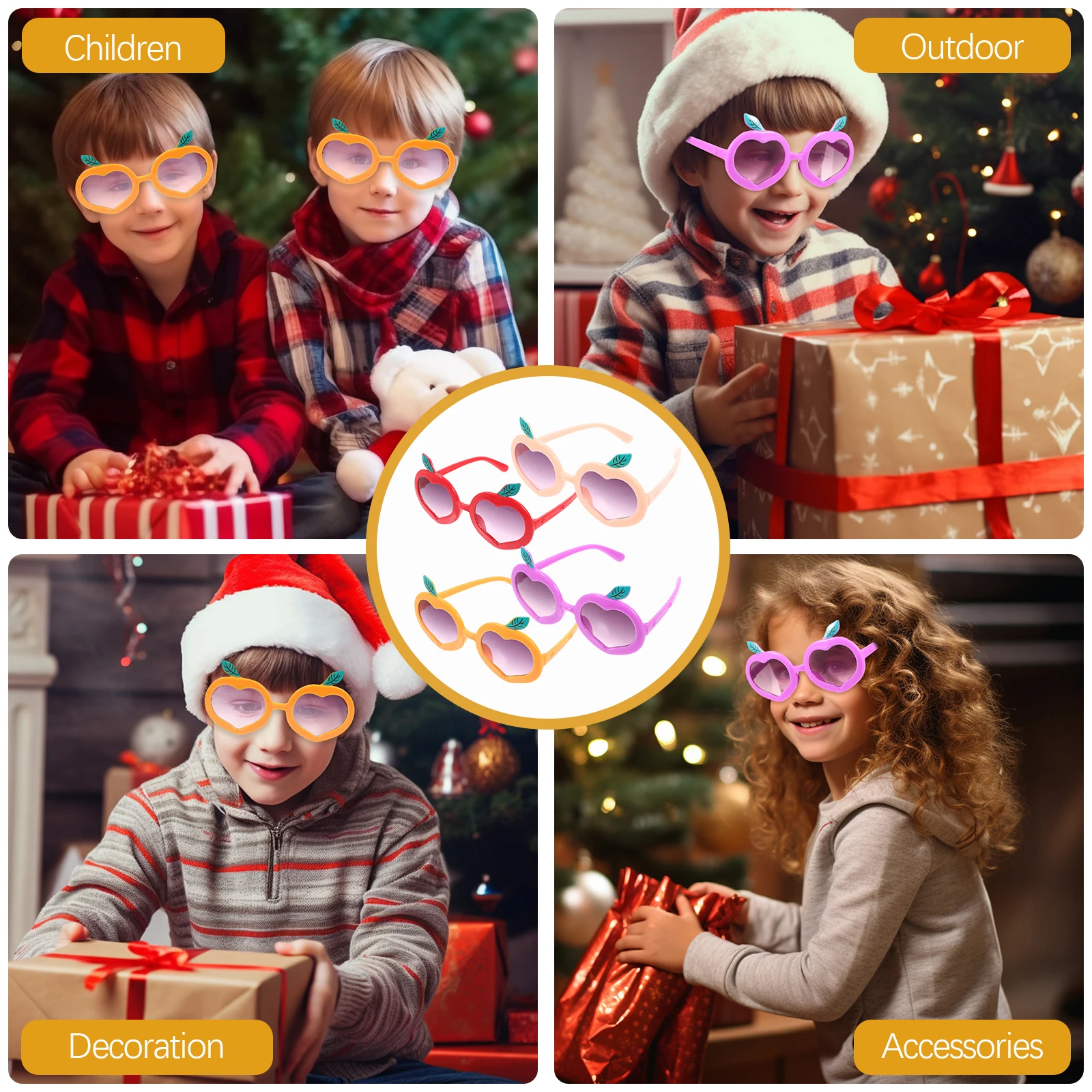 

Peach Shaped Kids Sunglasses Novelty Cartoon Party Glasses UV Protection Outdoor Multicolor Fruit Design Sunglasses Accessories