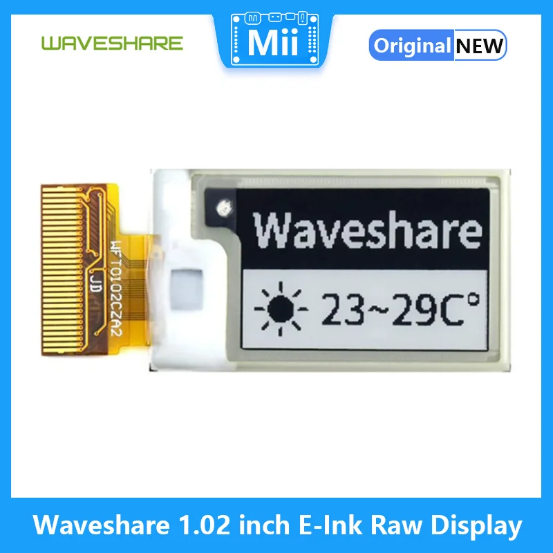 

Waveshare 1.02 inch E-Ink Raw Display, 128*80 resolution,black/white dual-color, SPI interface, without PCB