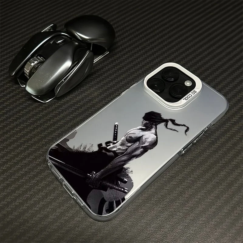 Japan Anime One Piece Phone Case for iPhone 11 12 13 14 15 16 17 Pro Max Plus Three blade flow Zoro Blindfold Shockproof Cover view 4