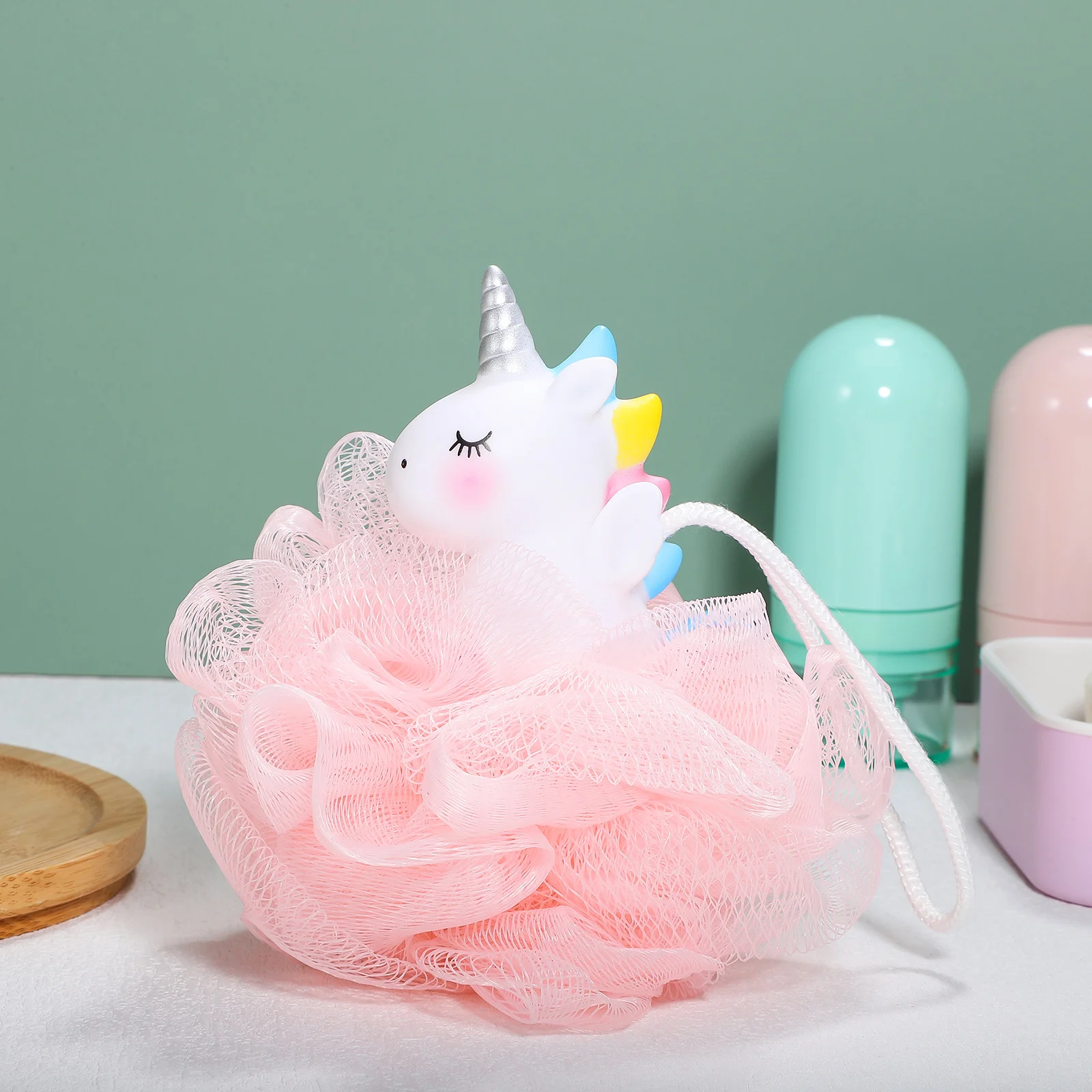 

2Pcs Unicorn Loofah Kids Bath Sponge Gentle Soft Body Scrubber Shower Ball for Girls Boys Unicorn Loofah Bath Ball