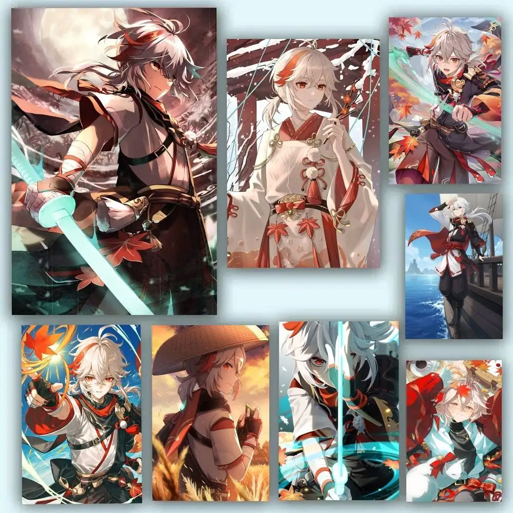 Anime Game Genshin Impact Kazuha Posters Self Adhesive Waterproof Ideal For Living Room Bedroom Bar Decoration