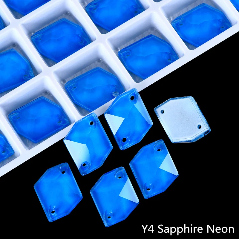 OLeeya K9 Glas Neon Fluoreszierende Kosmische Näh-Strass-Steine mit Kanten und Abschrägungen zum Aufnähen für Kleidung und Accessoires – Detail 3