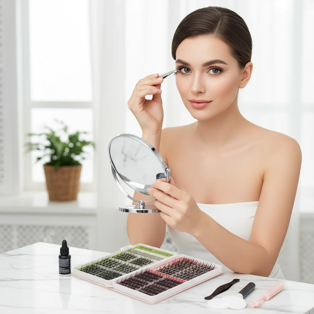 หนังสือสอนต่อขนตาแบบมืออาชีพ ขนตาปลอมแบบกลุ่มฟู ติดด้วยความร้อน ขนตาสำเร็จรูปแบบพัด  โค้ง C/D/P  ขนตาธรรมชาติ นุ่ม