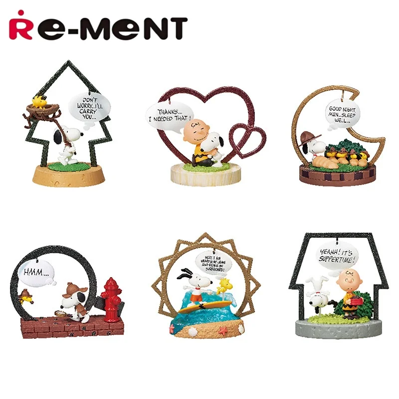 Re-Ment Genuine Snoopy's Frame Art Blind Box Miniature Dolls Collection Anime Action Figure PVC Toys Gifts 1-6 Box Ornament
