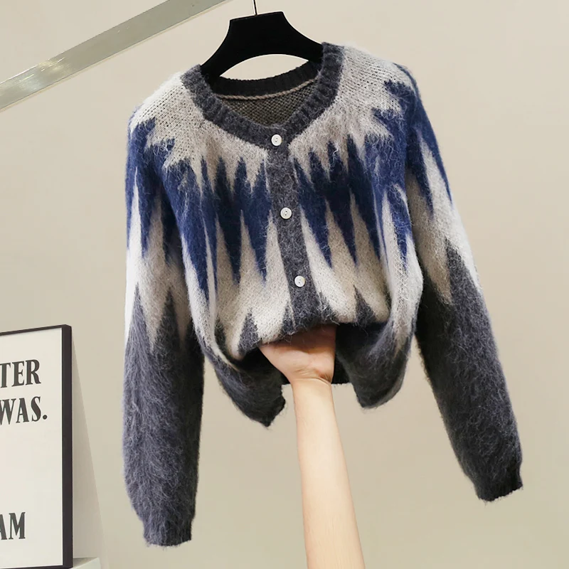 

Женский вязаный кардиган в стиле ретро, модный приталенный жилет с узором Fair Isle, омолаживающий образ, с пуговицами