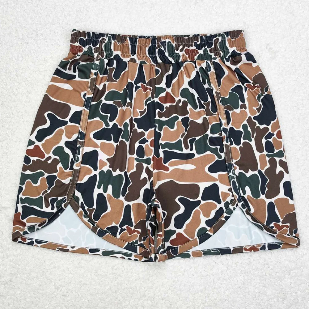 Hot Sale Designer Adult Clothing Boutique Women Fall Grey Camo Shorts Bottoms Fashion Adult Women Shorts Bottom Wholesale Bulk