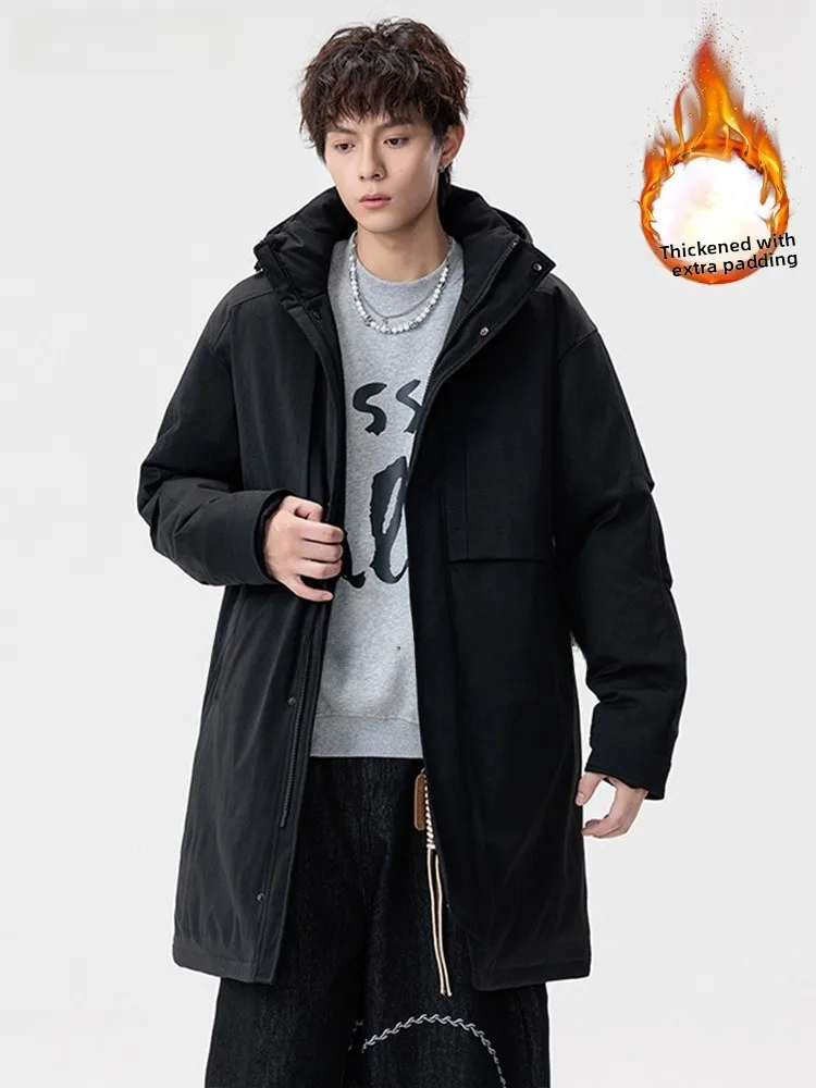 

Мужская хлопковая зимняя куртка-пальто с капюшоном, утепленная, большого размера, на молнии, модная, городская, стильная