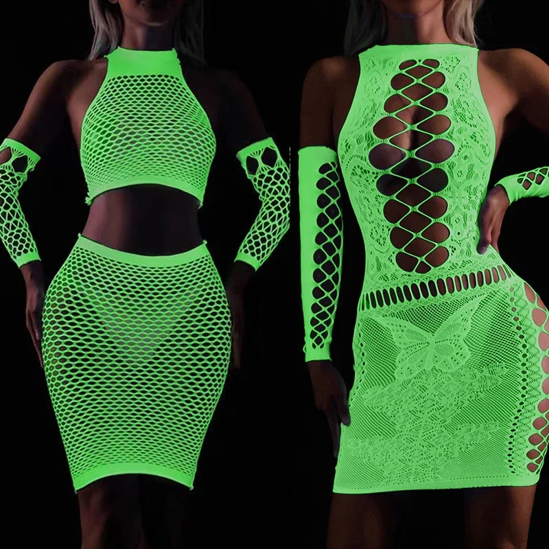 

Новое светящееся боди с вырезами для секса, сетчатое платье Babydoll, прозрачное нижнее белье, большие размеры, пышное боди, эротические костюмы