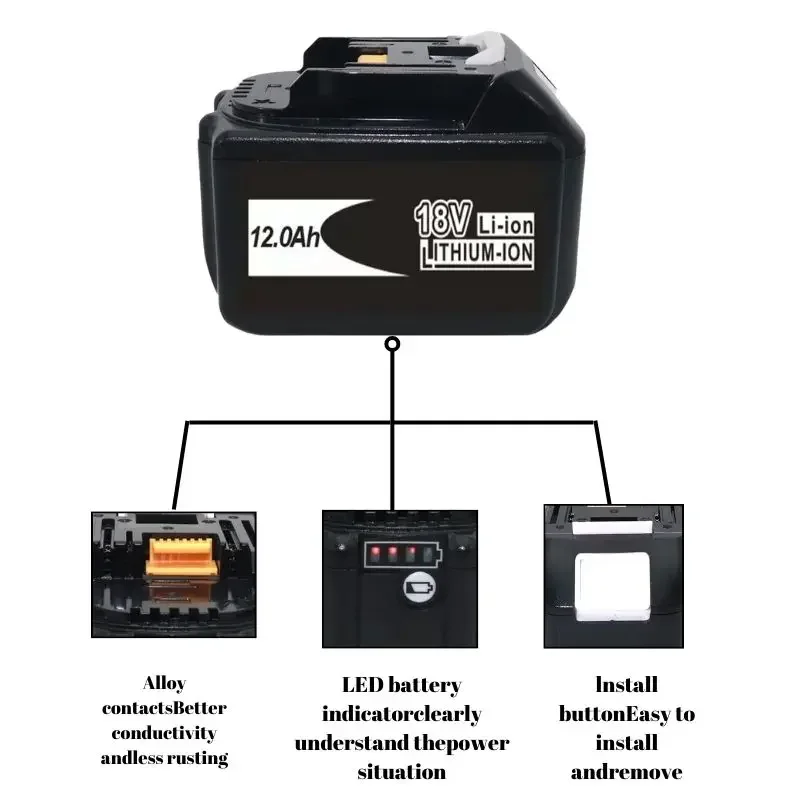 For Makita 18 v 12000mAh rechargeable battery Power Tools Replacement Accessories BL1860 BL1850 Li-ion Rechargeable batteries