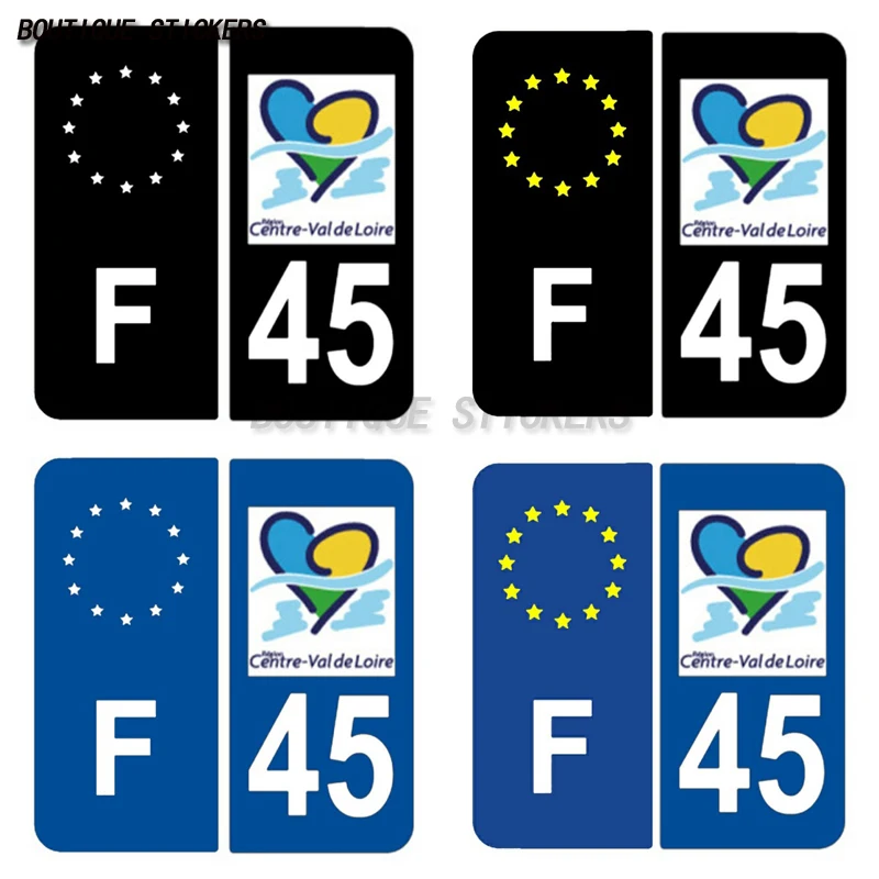 2Pcs License Plate Sticker Car Sign Black/Blue Edition Department F+45 Waterproof PVC Car Two Car RV Sticker