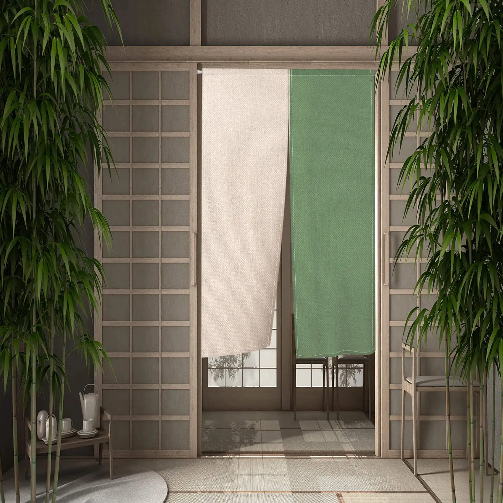 Modern Solid Color Gradient Japanese Door Curtain for Kitchen Bedroom Doorway Decor Drapes Entrance Partition Hanging Curtain