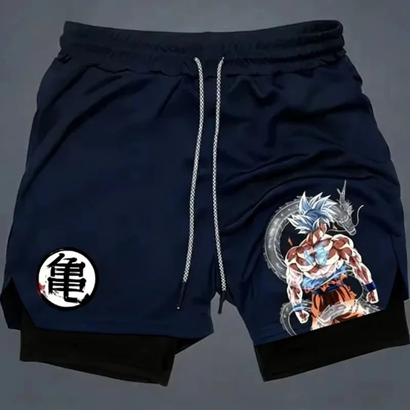 Summer 2026 Dragon Ball Wukong 2-in-1 Double-layer Gym Shorts, Oversized Men's Fitness Neutral Sports Shorts view 2