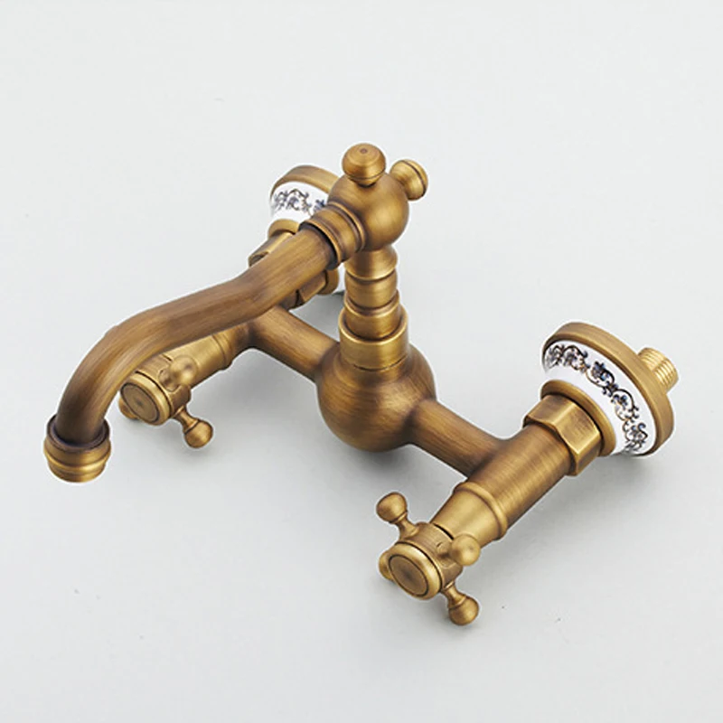 . Kitchen Faucet torneira wall mounted Antique Brass Swivel Bathroom Basin Sink Mixer Tap Crane